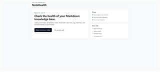 NoteHealth 本地优先知识库体检首页